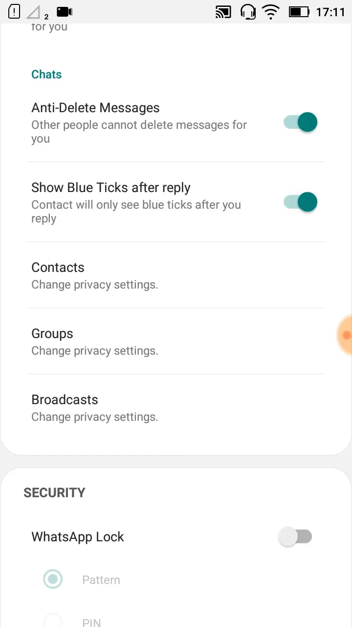 JTWhatsApp Chat Settings