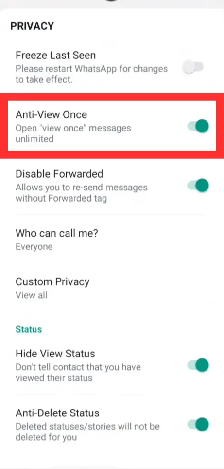 YO Whatsapp Anti View Once