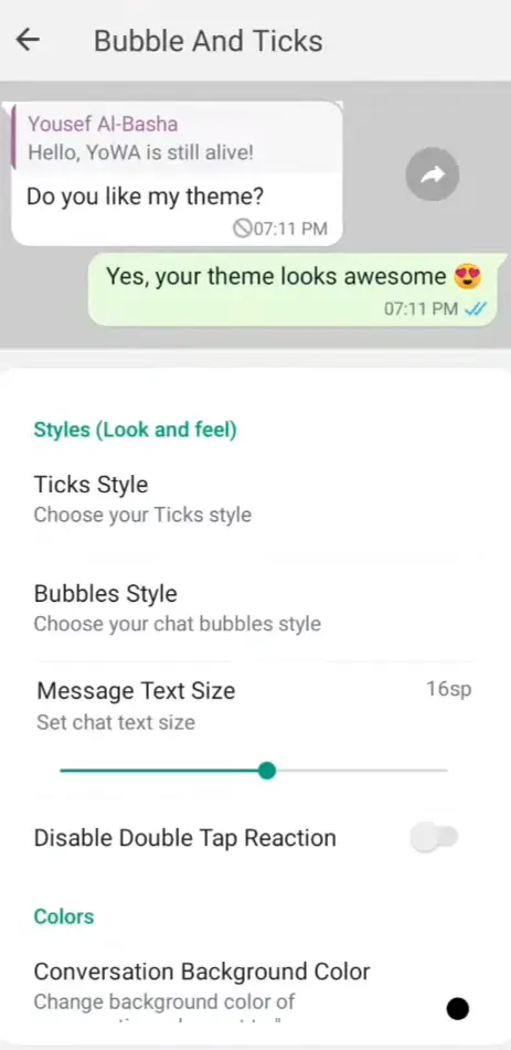 YO Whatsapp Bubble Styles