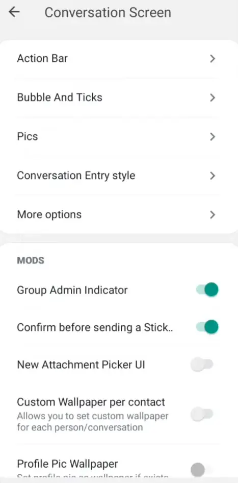 YO Whatsapp Conversation Screen