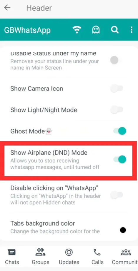 GB Whatsapp Airplane Mode