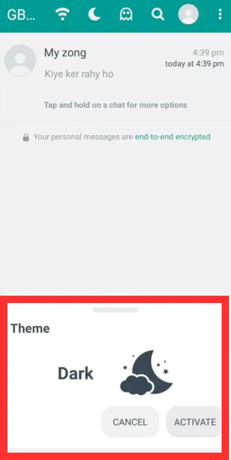 GB Whatsapp Dark Mode