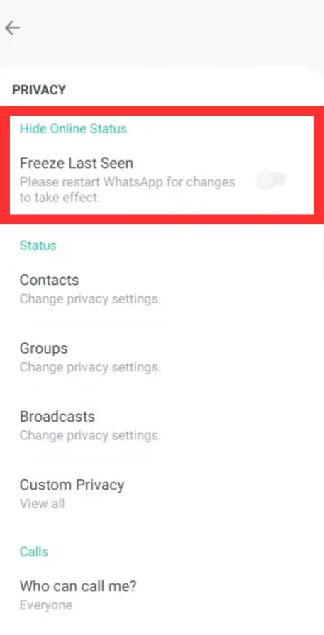 GB Whatsapp Freeze Last Seen