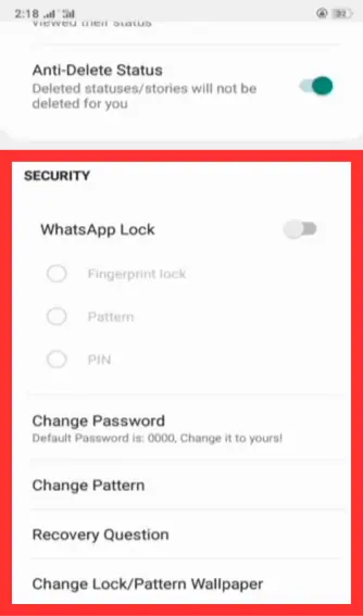 GB Whatsapp Lock