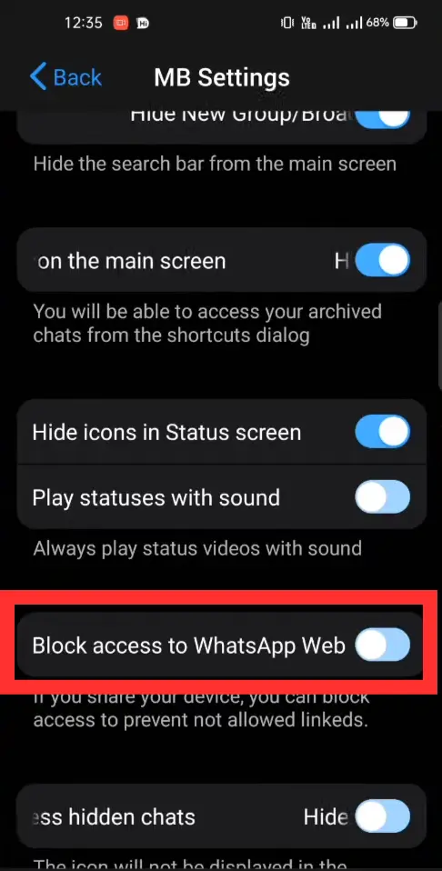 MB Whatsapp Block Access