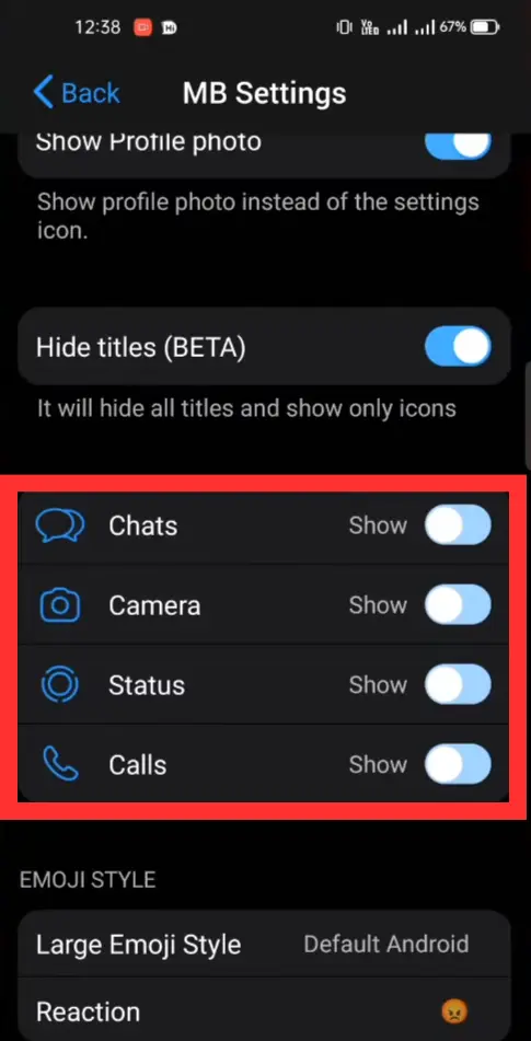 MB Whatsapp Camera settings