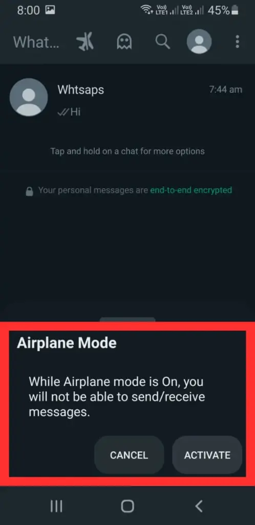 Whatsapp Plus Airplane Mode