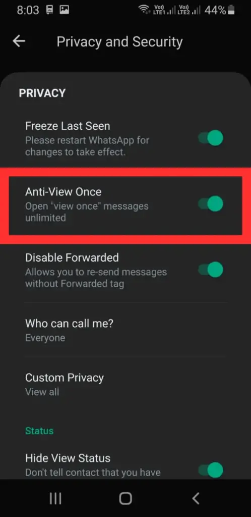 Whatsapp Plus Anti View Once