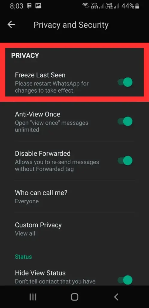 Whatsapp Plus Freeze Last Seen