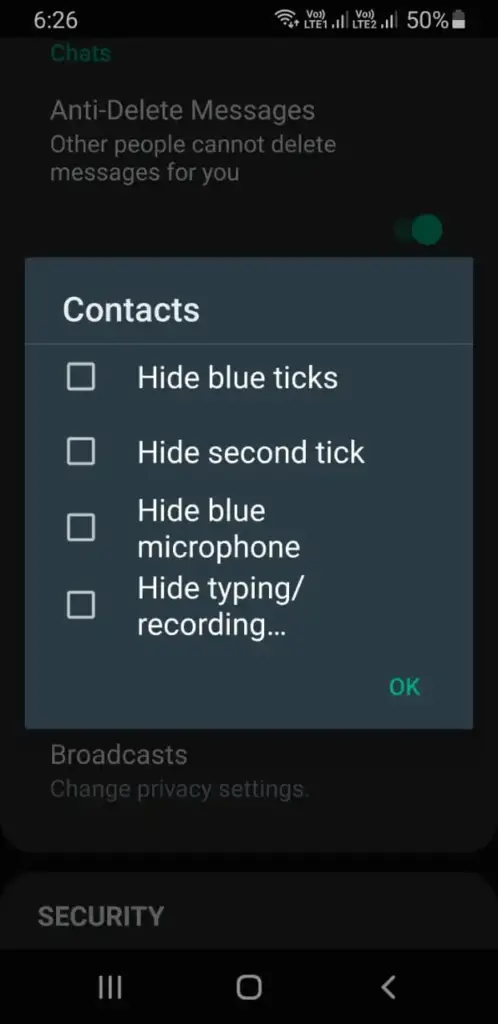 Whatsapp Plus Hide typing Recording