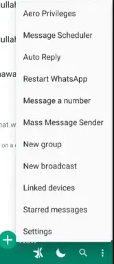 Aero WhatsApp front Settings