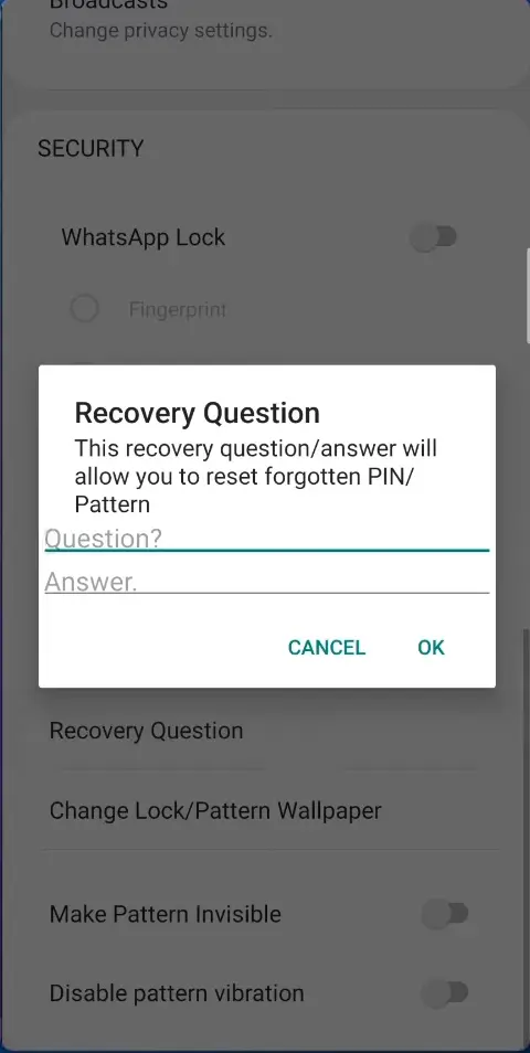 Blue WhatsApp Plus Recovery Question