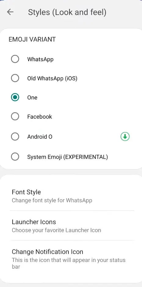 Blue WhatsApp Style Settings