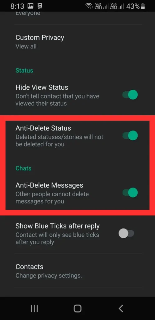 FM Whatsapp Anti Delete Status