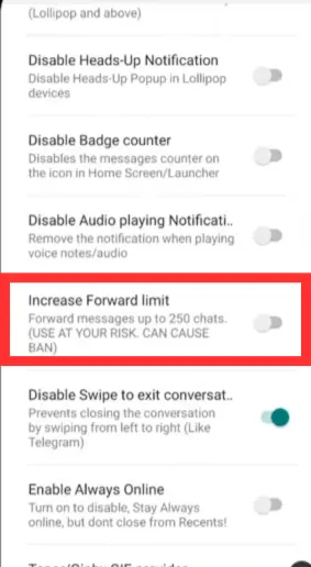 FM Whtasapp Forward limit