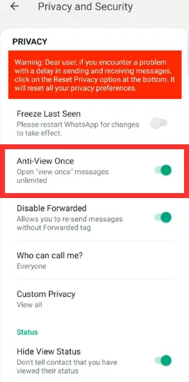 Gold WhatsApp Anti View Once