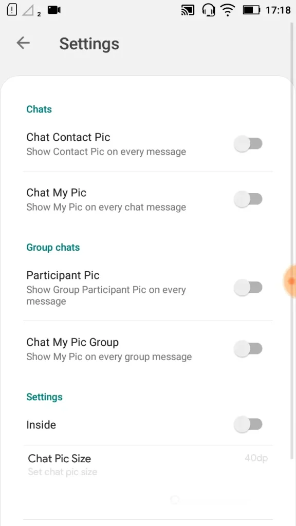 JT WhatsApp Pics Settings