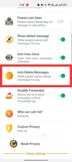 Red WhatsApp Anti Delete Message