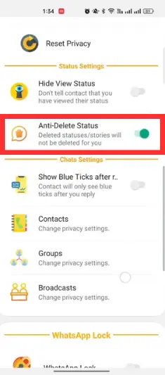 Red WhatsApp Anti Delete Status