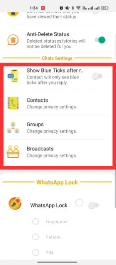 Red WhatsApp Chat Settings