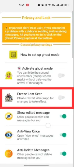 Red WhatsApp Freeze Last Seen