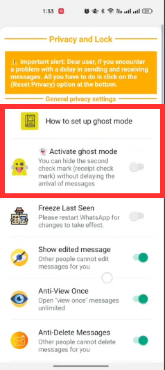 Red WhatsApp Ghost Mode