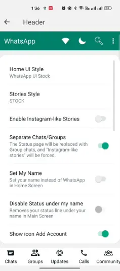 Red WhatsApp Header Settings 1