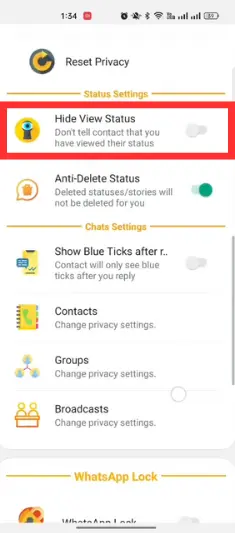 Red WhatsApp Hide View Status