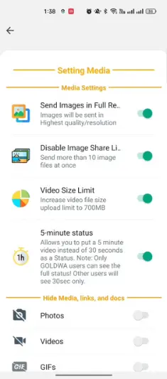 Red WhatsApp Media Settings